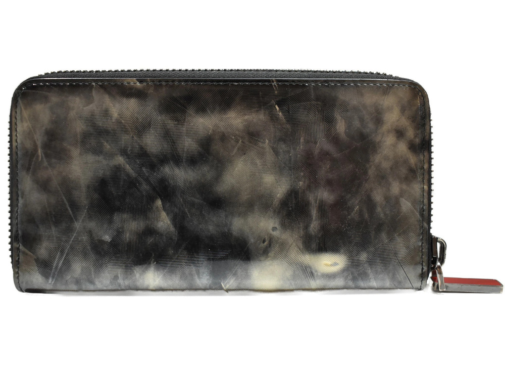 Christian Louboutin Wallet Round Panettone Long Enamel Gray Zipper